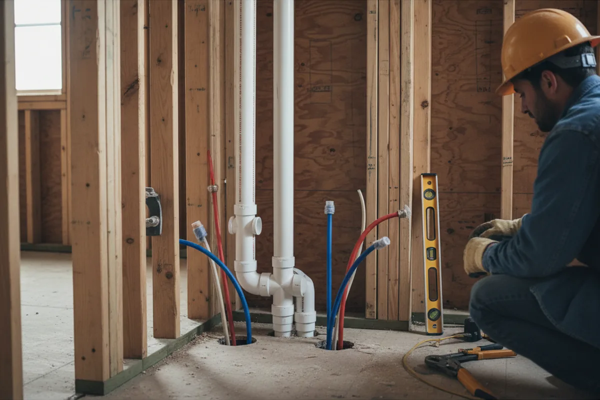 Drain and supply rough-in during Drain Cleaning in Richburg